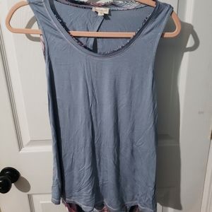 Blue and plaid backless tank